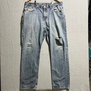 Cinch Mens Blue Denim Straight Leg Jeans Distressed Knee Work Casual Size 40x36